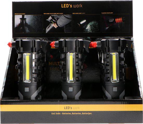 3in1 Noodverlichting voor auto - Gordelsnijder + Veiligheidshamer + Noodverlichting - LED.nl