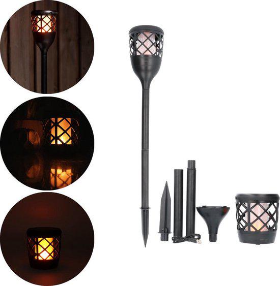 3in1 Solar Tuinlamp Fakkel met sensor - Priklamp, Wandlamp en tafellamp in 1 - 70 cm Buitenlampen LED.nl