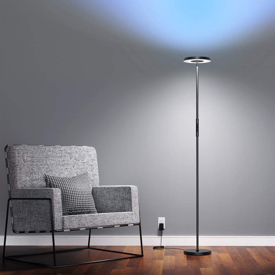 Ambiente-LED-Stehleuchte – weiß und farbig – leuchtet nach unten und oben – bedienbar mit App - LED.de