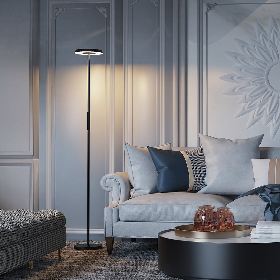 Ambiente-LED-Stehleuchte – weiß und farbig – leuchtet nach unten und oben – bedienbar mit App - LED.de