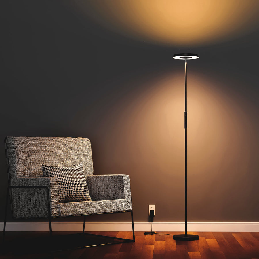 Ambiente-LED-Stehleuchte – weiß und farbig – leuchtet nach unten und oben – bedienbar mit App - LED.de