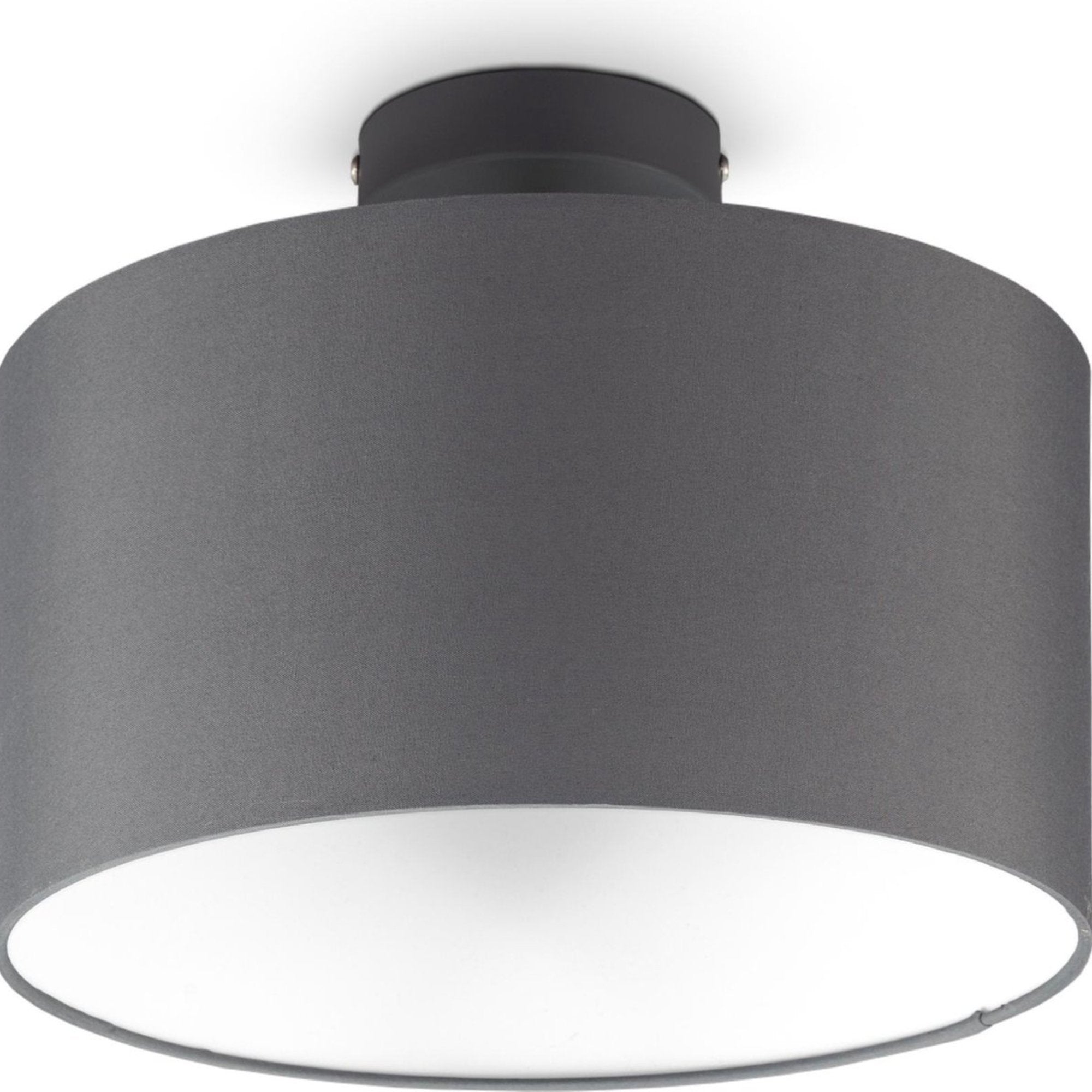 B.K.Licht - Decoratieve plafondlamp - Ø30cm - Grijs/wit - Metaal, hout en stof - Ronde plafonnière - E27 fitting - Excl. lichtbron LED.nl