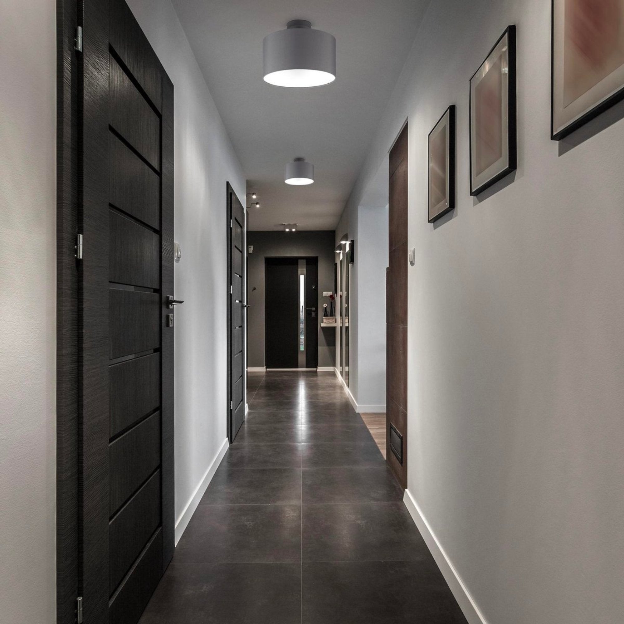 B.K.Licht - Decoratieve plafondlamp - Ø30cm - Grijs/wit - Metaal, hout en stof - Ronde plafonnière - E27 fitting - Excl. lichtbron LED.nl