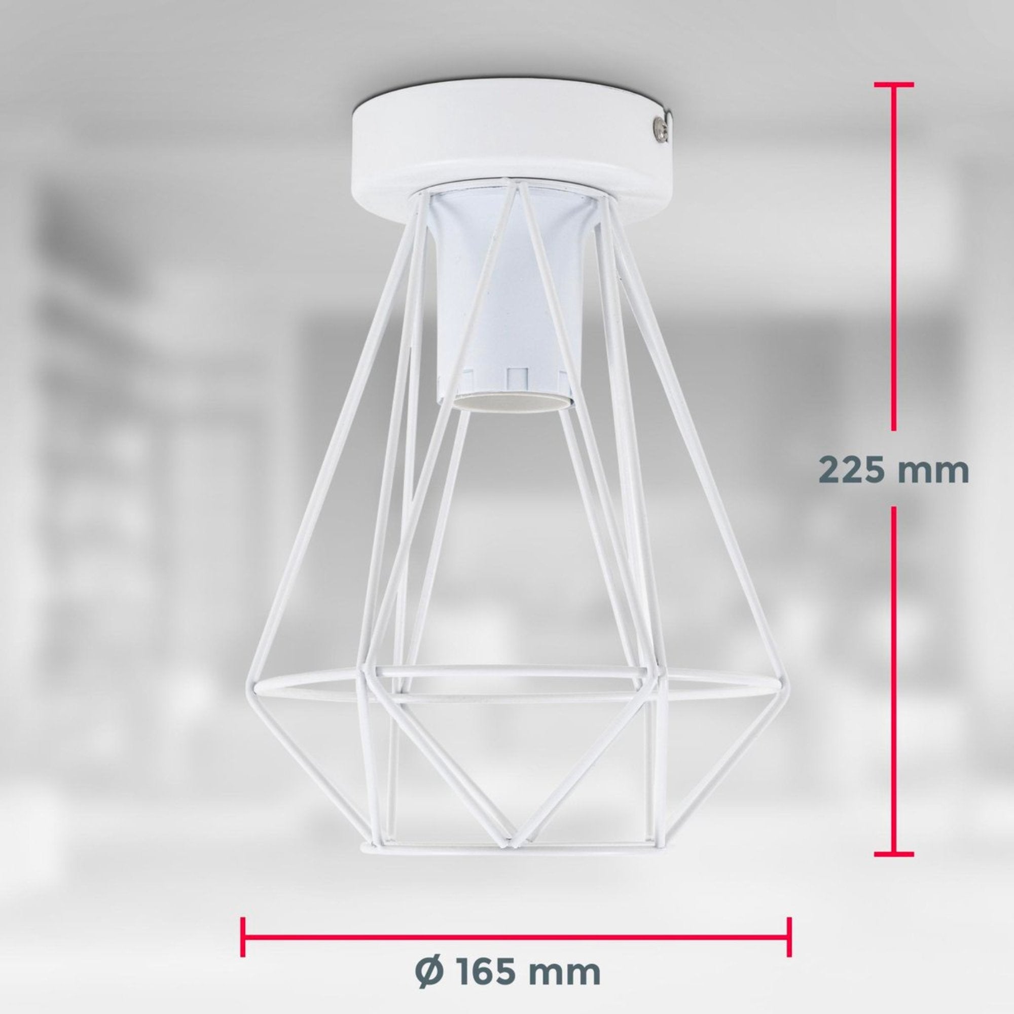 B.K.Licht - Decoratieve witte plafondlamp - Metaal - Industrieel - Draad - Ø16.5cm - Met E27 fitting - Excl. lichtbron LED.nl