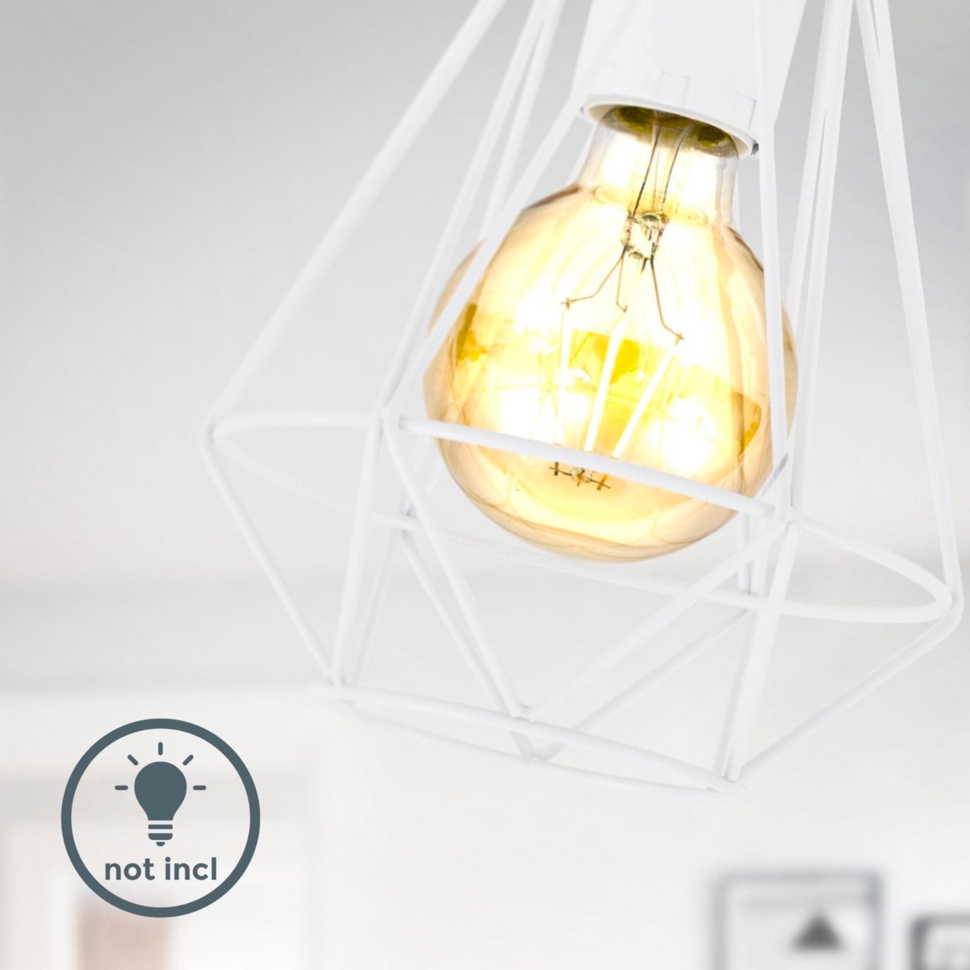B.K.Licht - Decoratieve witte plafondlamp - Metaal - Industrieel - Draad - Ø16.5cm - Met E27 fitting - Excl. lichtbron LED.nl