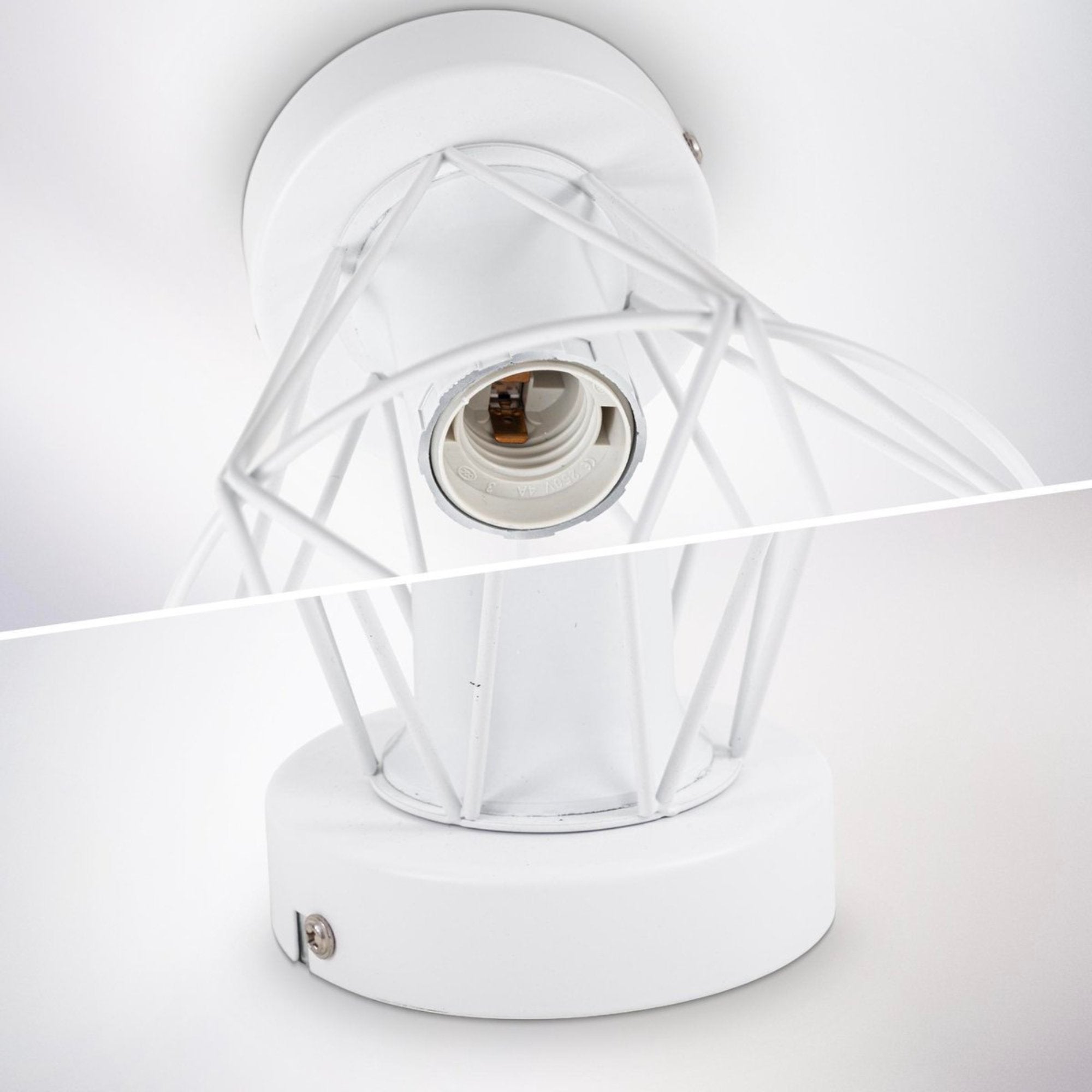 B.K.Licht - Decoratieve witte plafondlamp - Metaal - Industrieel - Draad - Ø16.5cm - Met E27 fitting - Excl. lichtbron LED.nl
