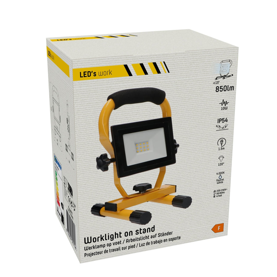 LED's Work - AC Werklamp - 10W 850lm 4000K Compacte LED Bouwlamp - Inklapbaar & Draaibaar Lichtbronnen Led.nl