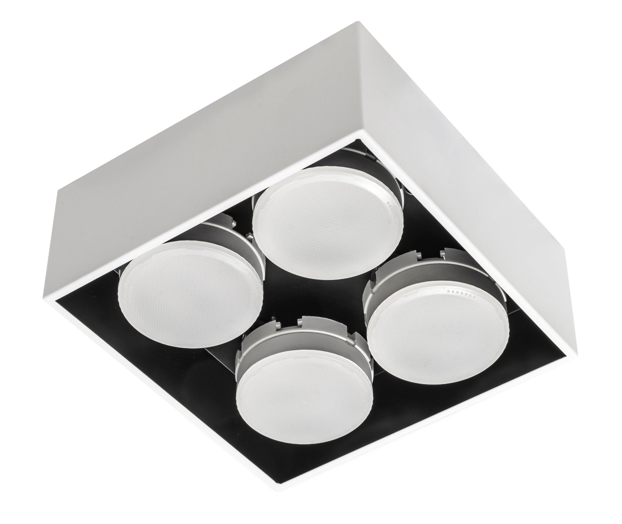 Cube Plafondlamp met 4 lichtpunten - Draaibaar licht -  Staal - 20 x 20 cm - Wit - LED.nl