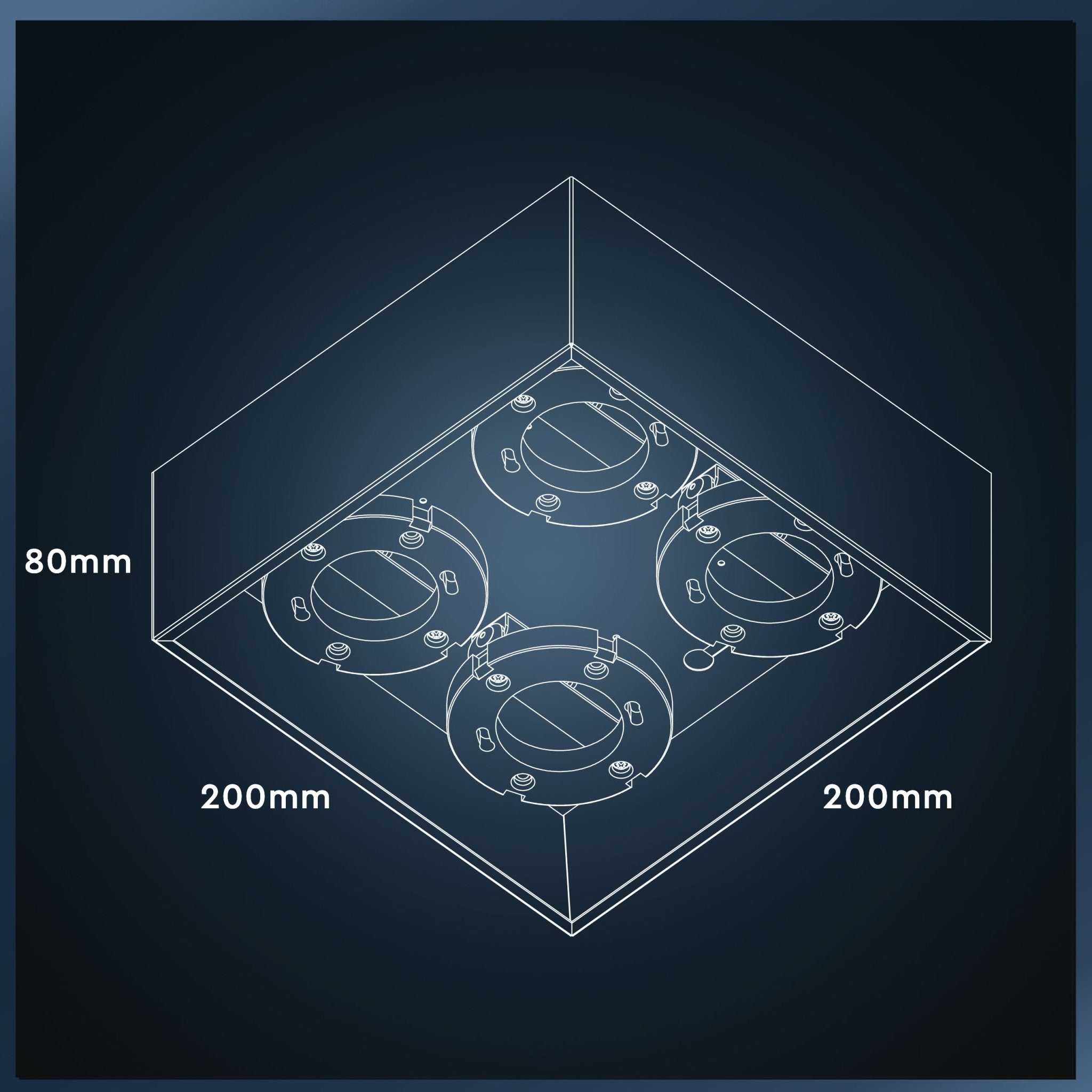 Cube Plafondlamp met 4 lichtpunten - Draaibaar licht -  Staal - 20 x 20 cm - Wit - LED.nl