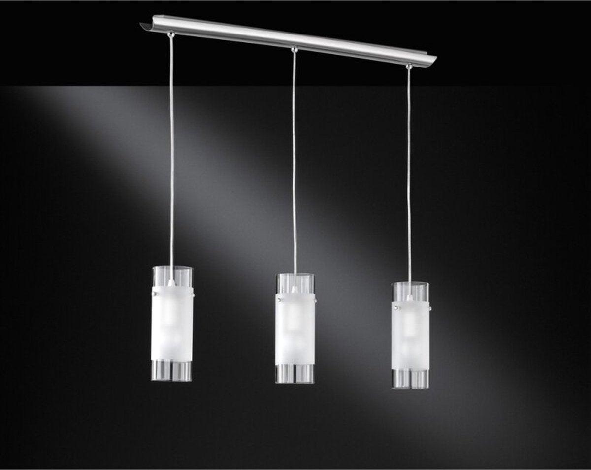 Deco Hanglamp eetkamer incl. 3 led lampen - Dimbaar zonder dimmer - Warm wit licht - Zilver - LED.nl