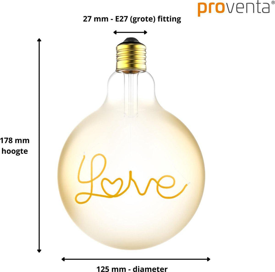 DecoDim Mega LED Lamp with text E27 - Love - Dimmable extra warm white - Globe - LED.nl