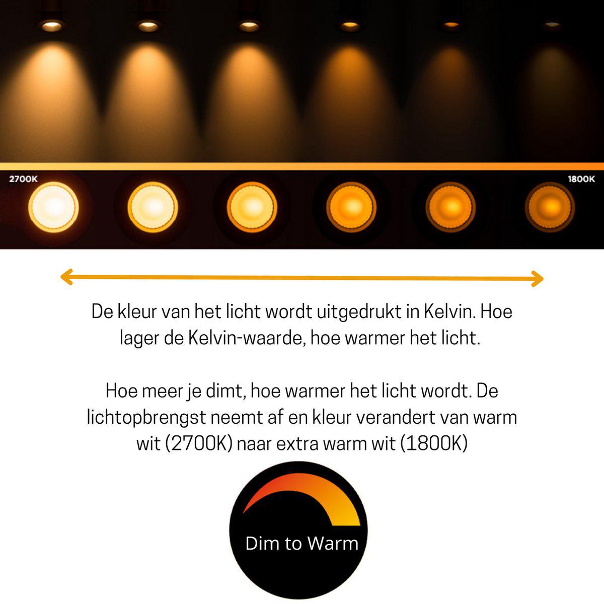 DimToWarm LED GU10 Spot - Helder - Dimbaar naar extra warm wit licht - 6.7W (80W) - LED.nl