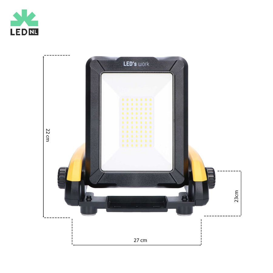 LED's Work 18V Draadloze LED Werklamp 2900 - Werkt op accu van Makita, Bosch, Dewalt, Milwaukee, Metabo – IP54 Bouwlampen LED.nl
