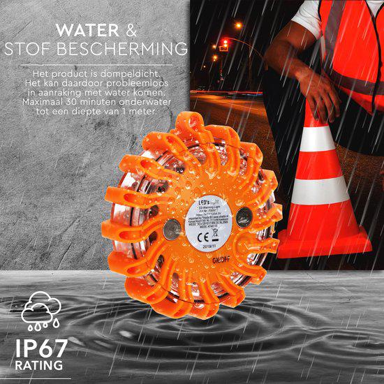 LED's Light Draadloze LED Zwaailamp op Batterijen - 9 standen - Magnetisch & Waterdicht - Oranje Noodverlichting LED.nl