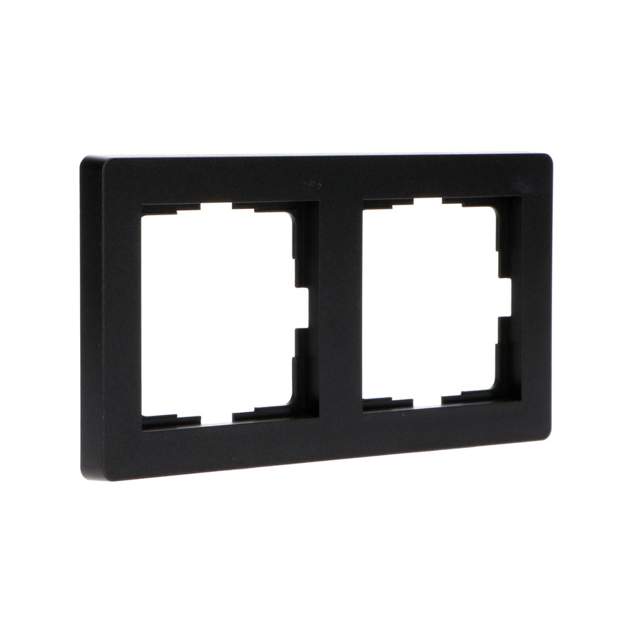 Dubbelframe voor wandcontactdoos - Universeel - 55 x 55 mm - Zwart Stekkers LED.nl