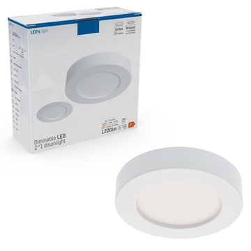 LED-Einbau-/Aufbau-LED-Deckenstrahler, Ø 15 cm, dimmbar, warm- und kaltweiß, Ausschnittdurchmesser Ø 150 mm, weiß - LED.de