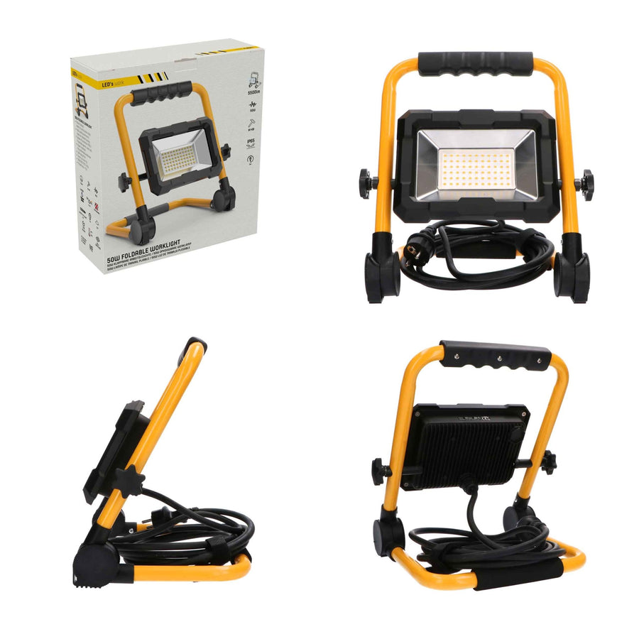 LED's Work Bouwlamp 5500 - Inklapbaar & Kantelbaar - 3 meter snoer - IP65 - 30W Bouwlampen LED.nl
