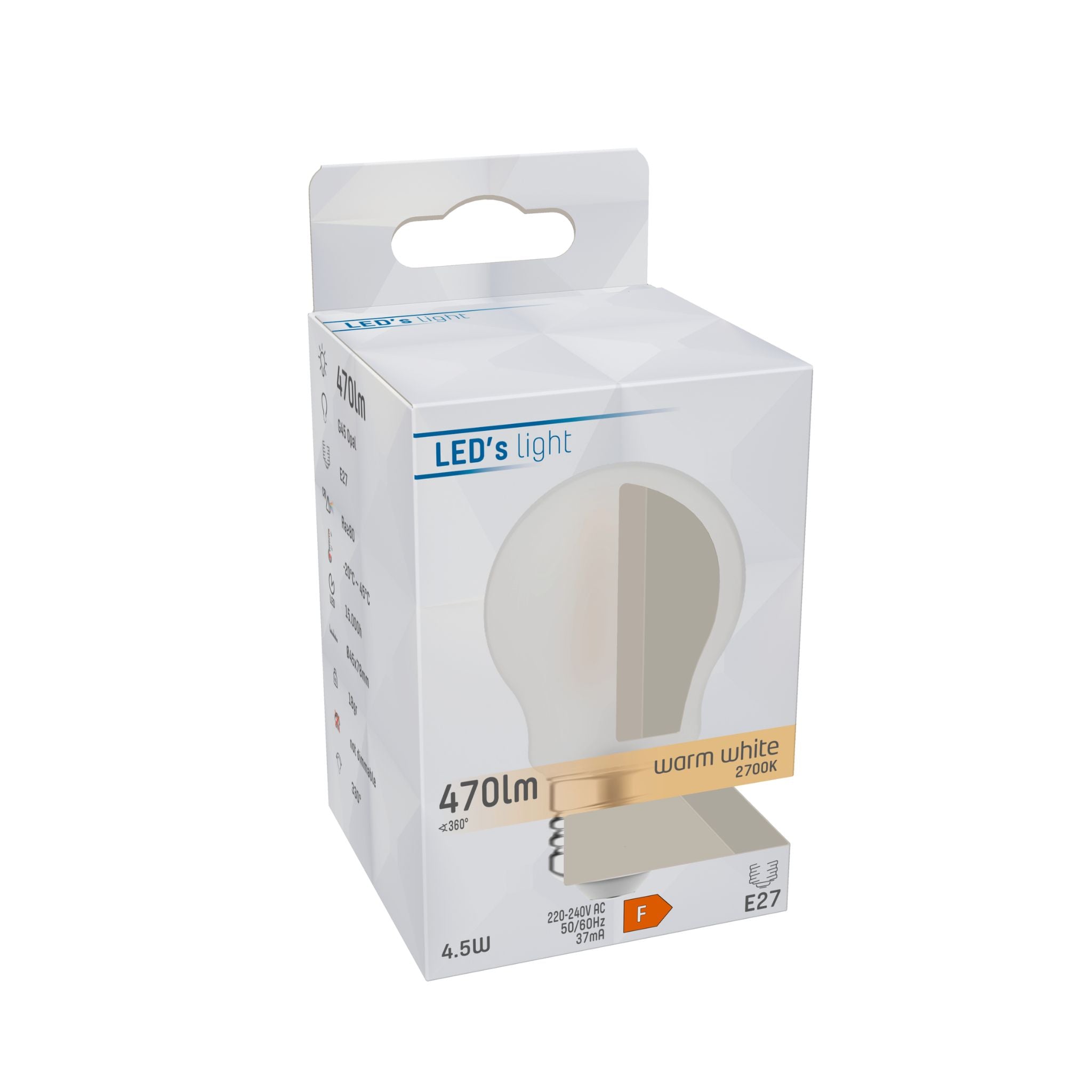 LED Filament Lamp E27 - Melkglas - Kogel Ø 4.5 cm - Warm wit - 4.5W (40W) - LED.nl