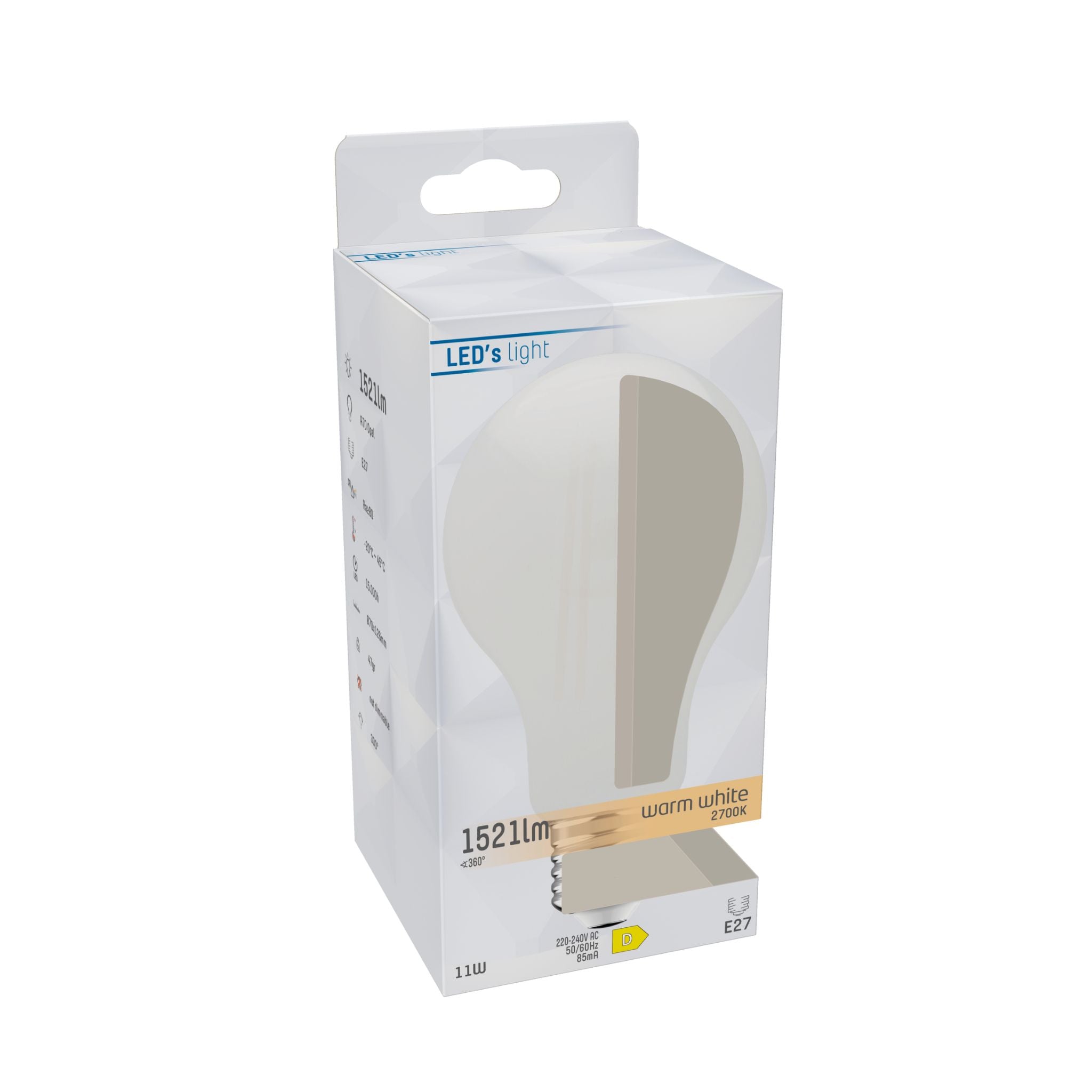 LED Filament Lamp E27 - Melkglas - Warm wit - 11W (100W) - A70 Peer - LED.nl