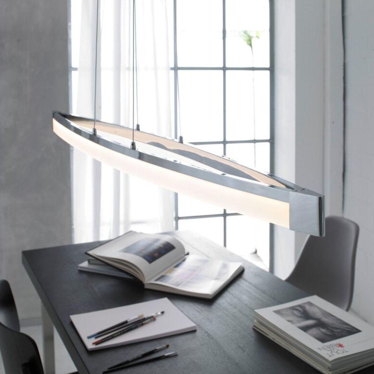 LED Hanglamp V linear - Dimbaar warm wit licht - In hoogte verstelbaar - Zilver - LED.nl