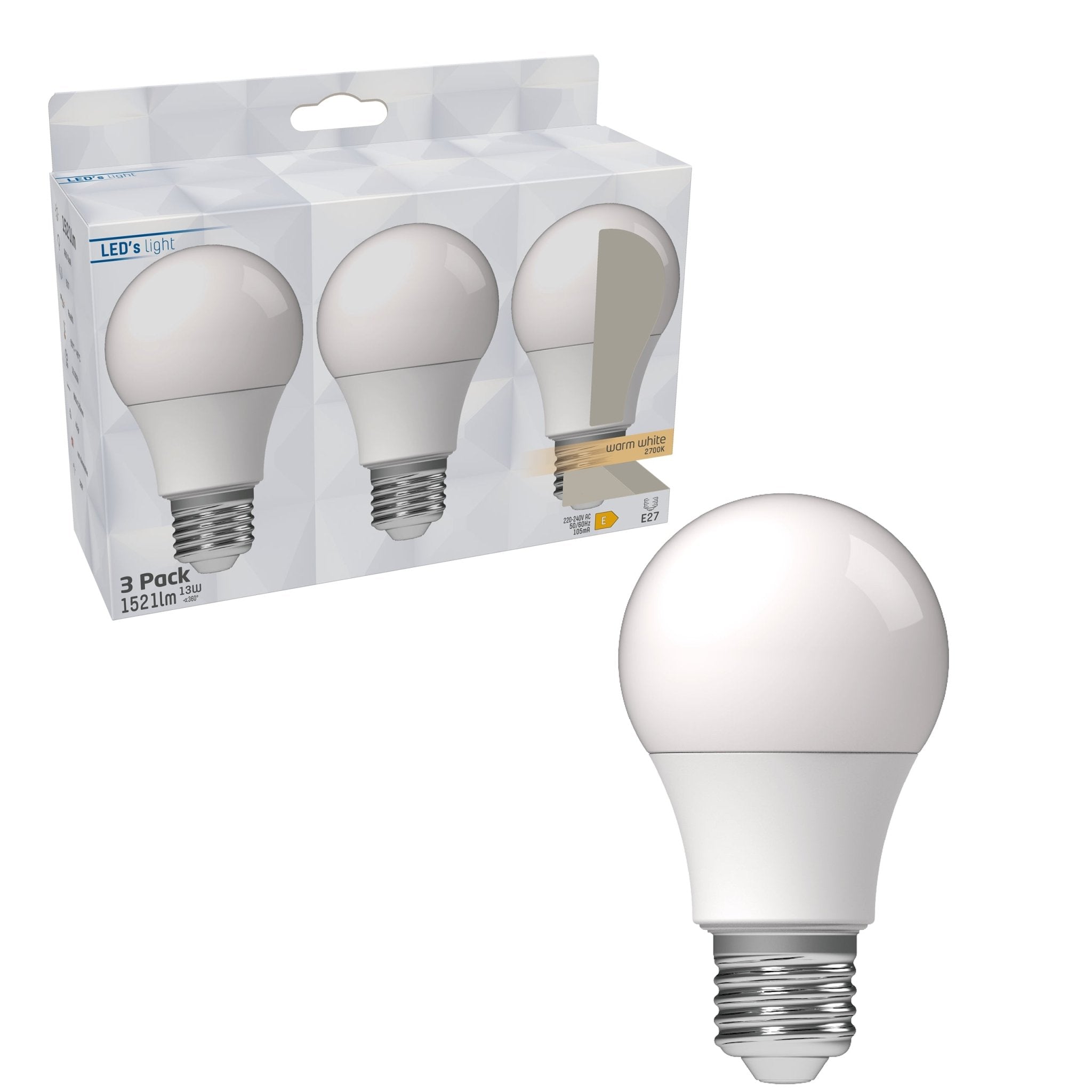 LED Lampen E27 - Mat - Warm wit - 13W vervangt 100W - 3 lampen - LED.nl