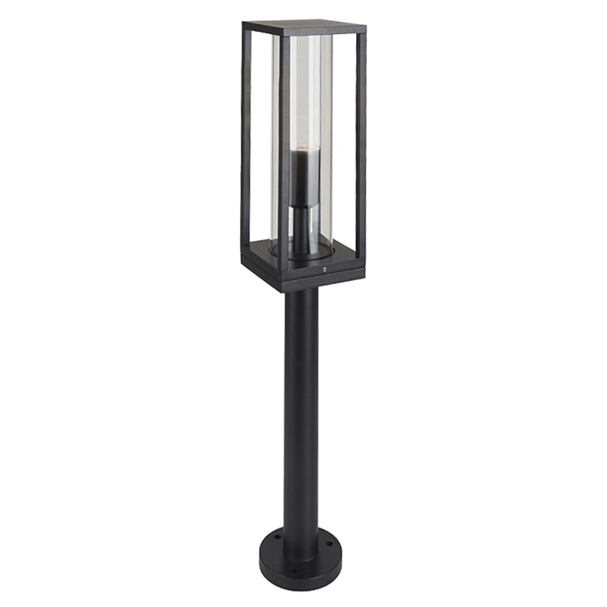 LED Lantaarnpaal met glazen ruiten - E27 fitting - IP44 - Vasto - 80 cm - Zwart - LED.nl