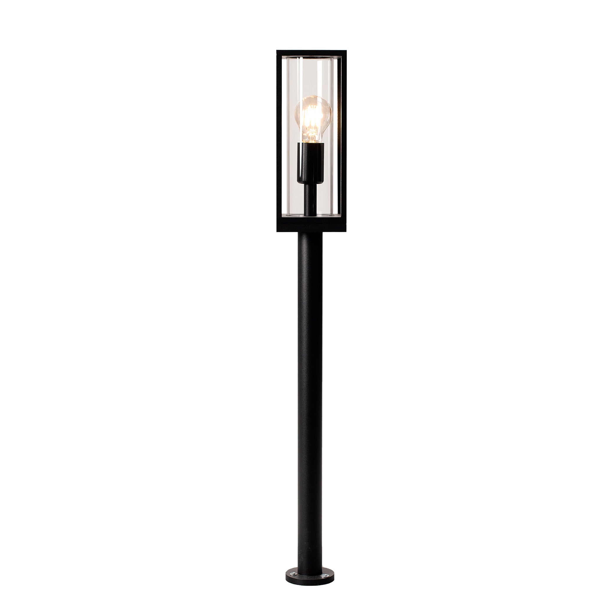 LED Lantaarnpaal met glazen ruiten - E27 fitting - IP44 - Vasto - 80 cm - Zwart - LED.nl