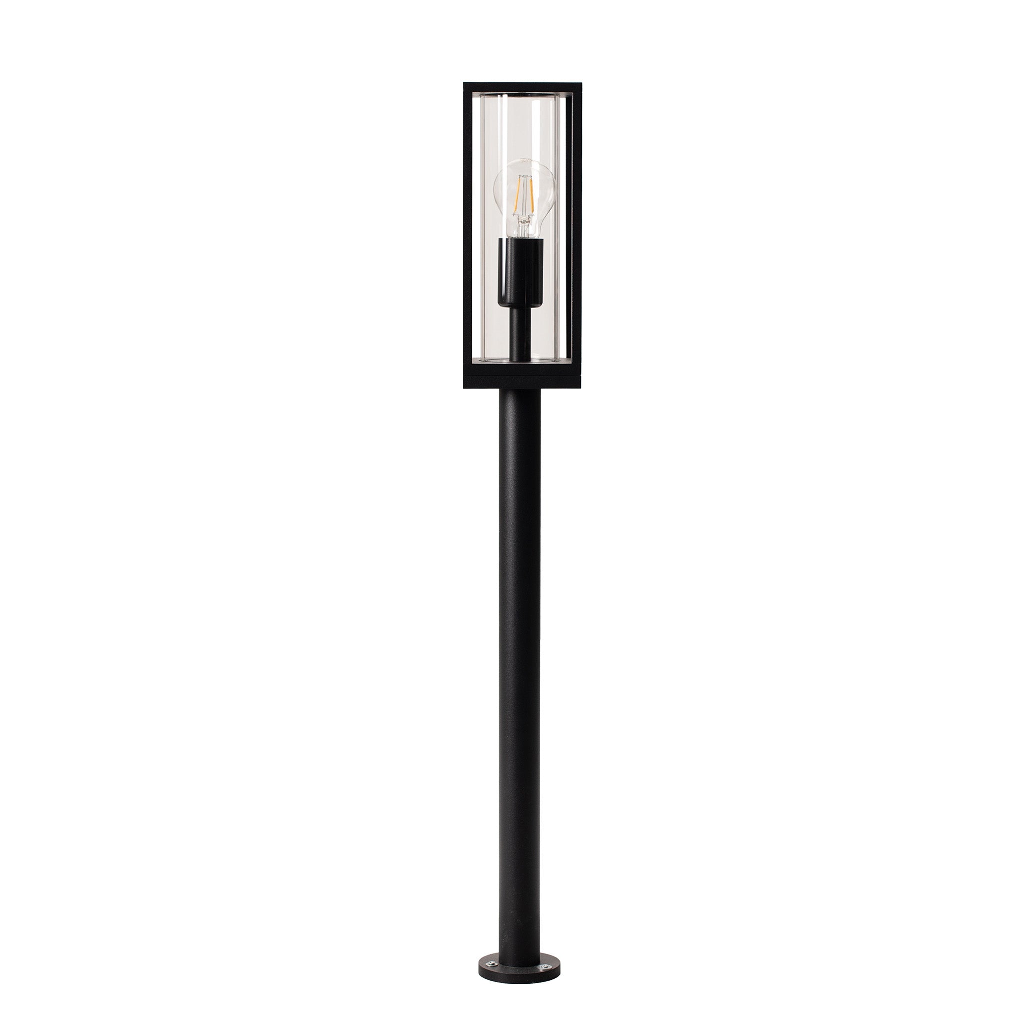 LED Lantaarnpaal met glazen ruiten - E27 fitting - IP44 - Vasto - 80 cm - Zwart - LED.nl