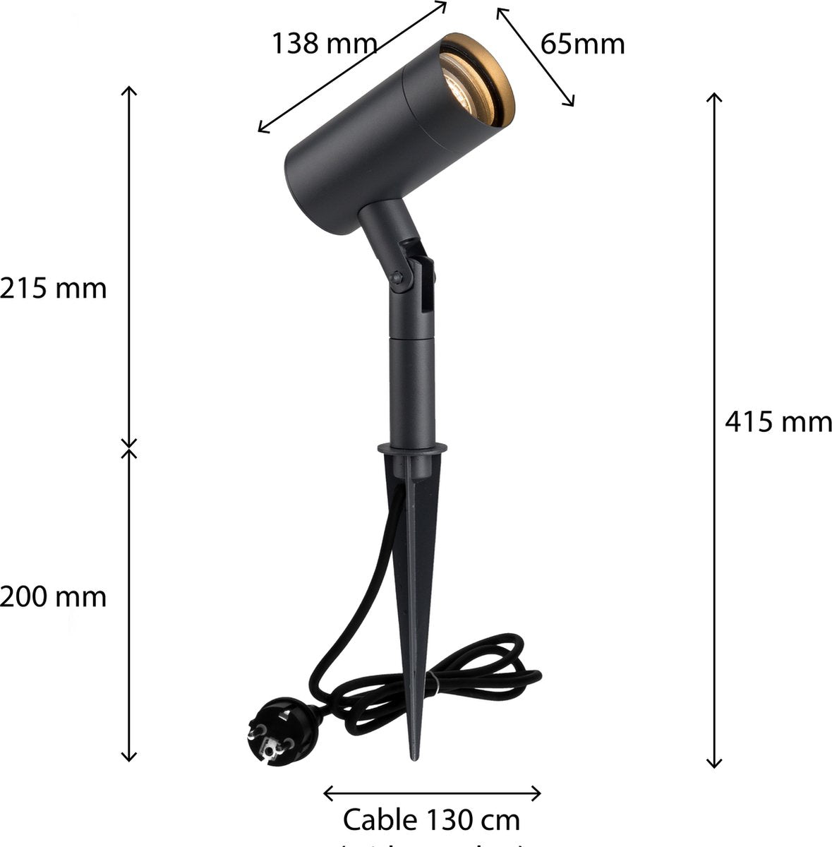 LED Prikspot met stekker - Kantelbaar - GU10 fitting - IP54 - Forio - Antraciet - LED.nl