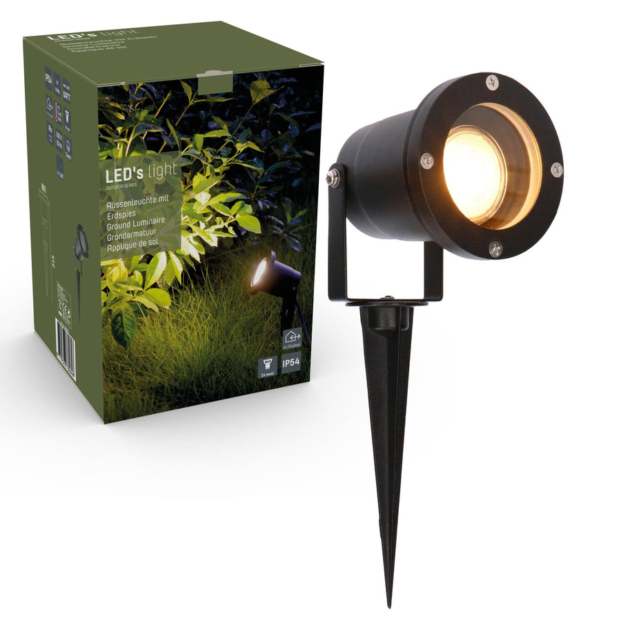 LED's Light LED Prikspot met Stekker - Kantelbaar - GU10 fitting - IP54 - Model Melfi - Zwart Prikspotjes LED.nl