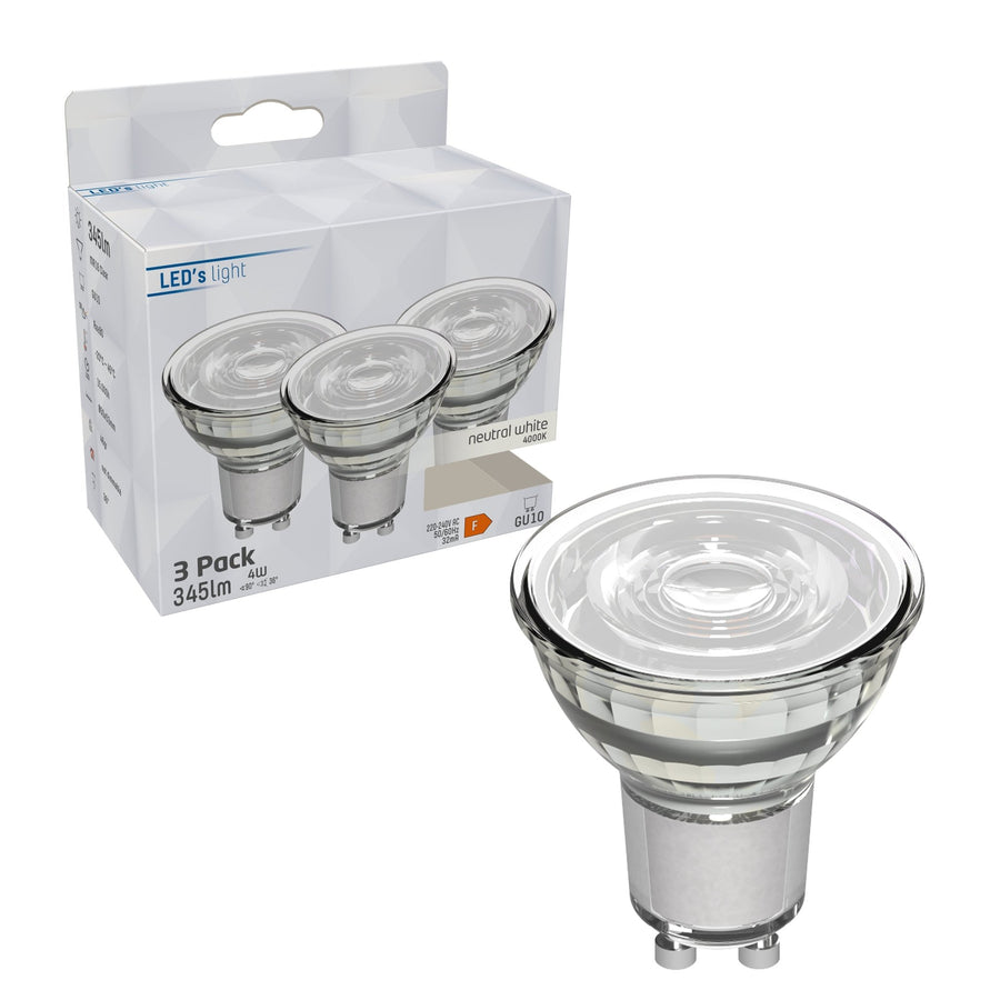 LED Strahler GU10 - 4W ersetzt 50W - 345 lm - Kaltweiß - 3PACK - LED.de