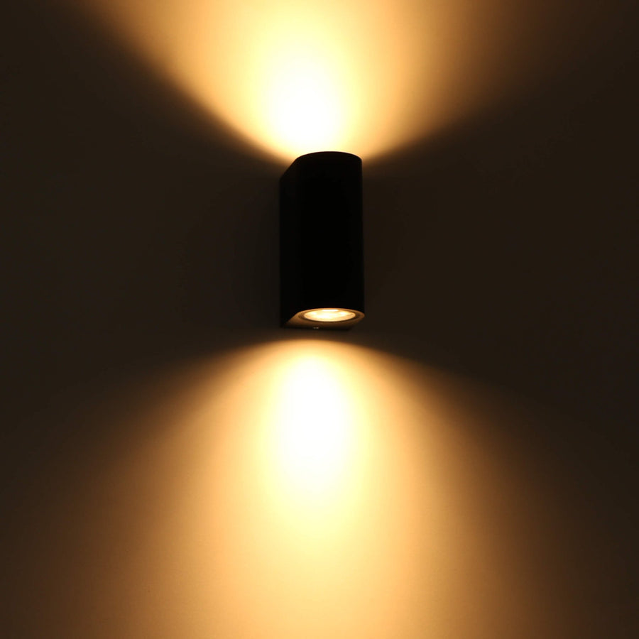 LED's Light LED Wandlamp buiten - Cilinder met 2 x GU10 fitting - Model Sapri - IP44 - Zwart Wandlampen LED.nl