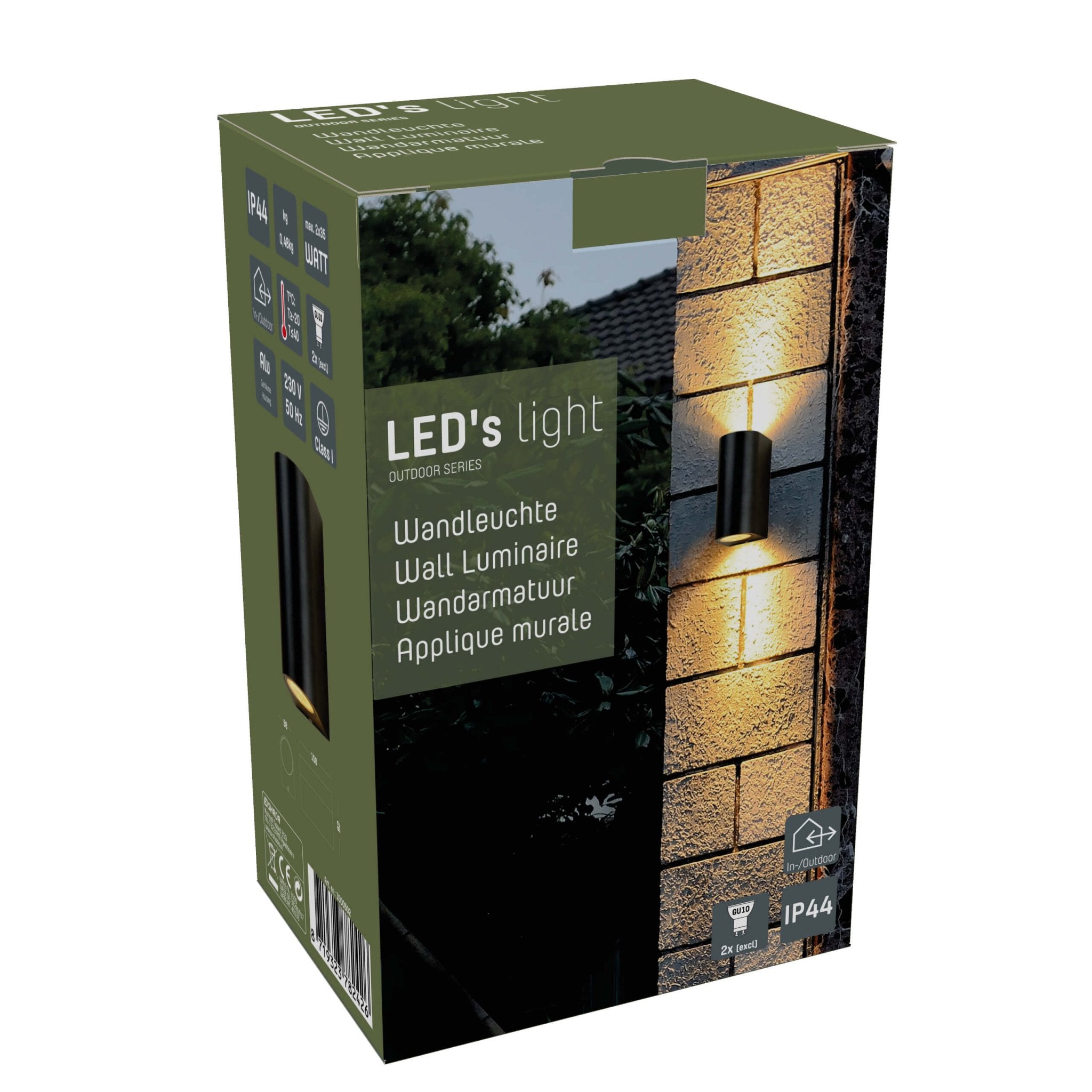 LED's Light LED Wandlamp buiten - Cilinder met 2 x GU10 fitting - Model Sapri - IP44 - Zwart Wandlampen LED.nl