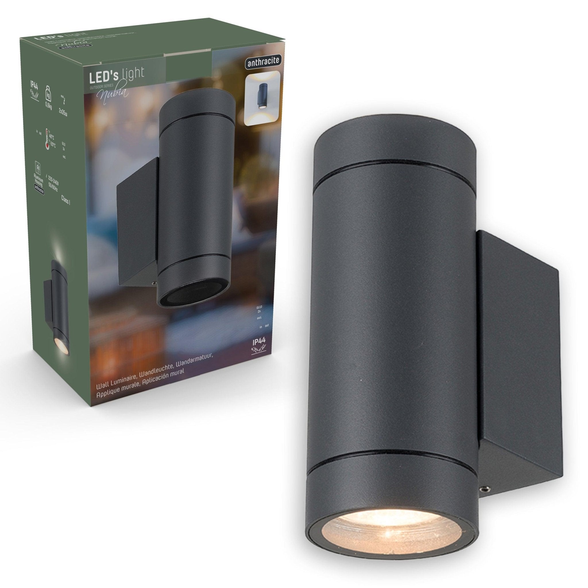 LED Wandlamp buiten met 2 x GU10 fitting - Rond - Carpi - IP44 - Antraciet - LED.nl
