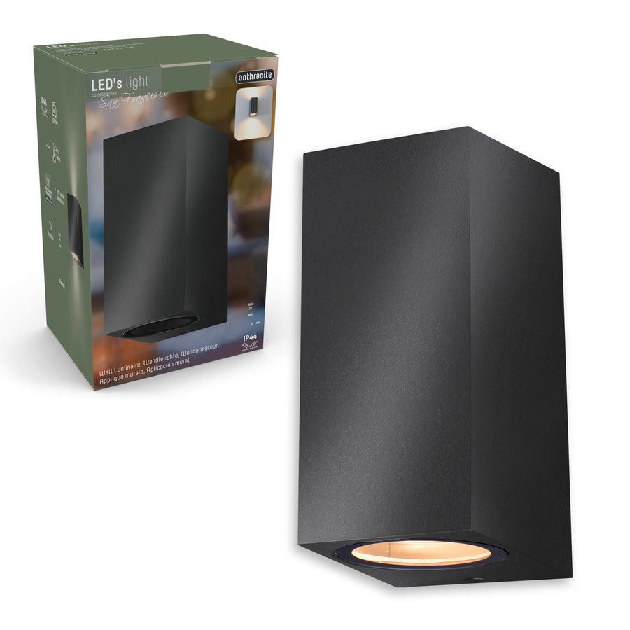 LED's Light LED Outdoor lamp with GU10 fitting - Rectangle - IP44 - Anthracite - Model Milan - LED.nl