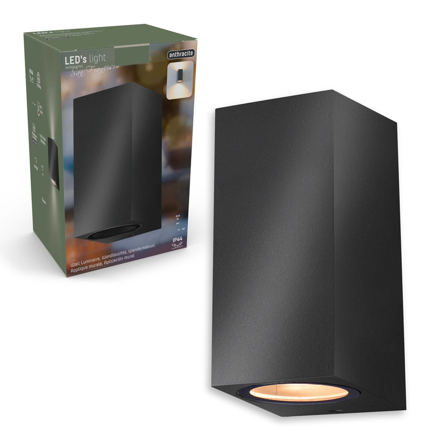 LED's Light LED Outdoor lamp with GU10 fitting - Rectangle - IP44 - Anthracite - Model Milan - LED.nl