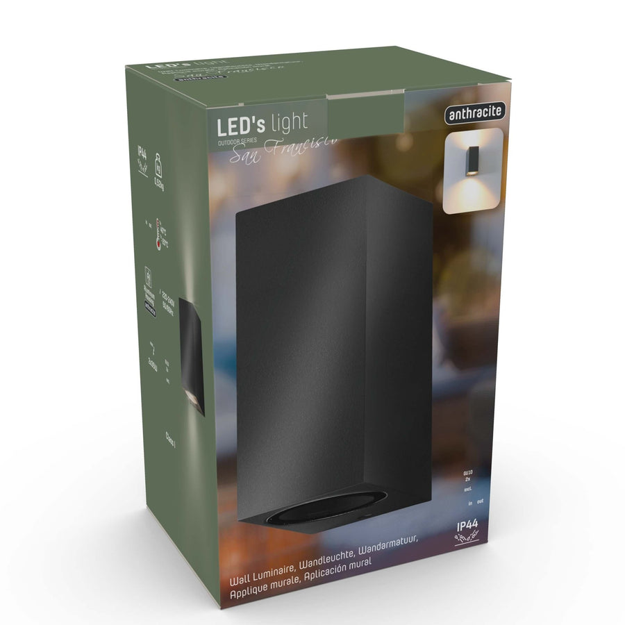 LED's Light LED Outdoor lamp with GU10 fitting - Rectangle - IP44 - Anthracite - Model Milan - LED.nl