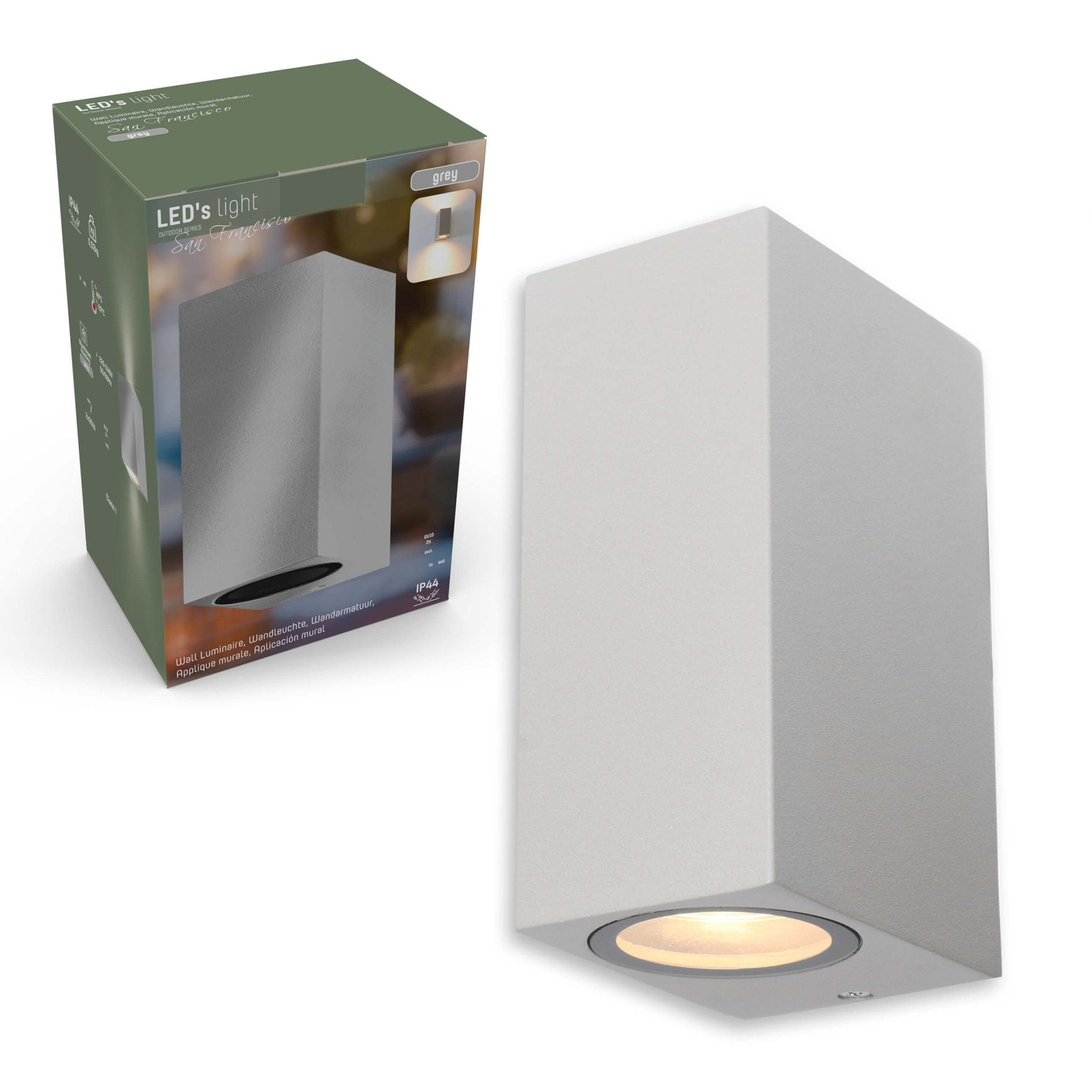 LED Wandlamp buiten met GU10 fitting - Milaan - Rechthoek - IP44 - Grijs - LED.nl