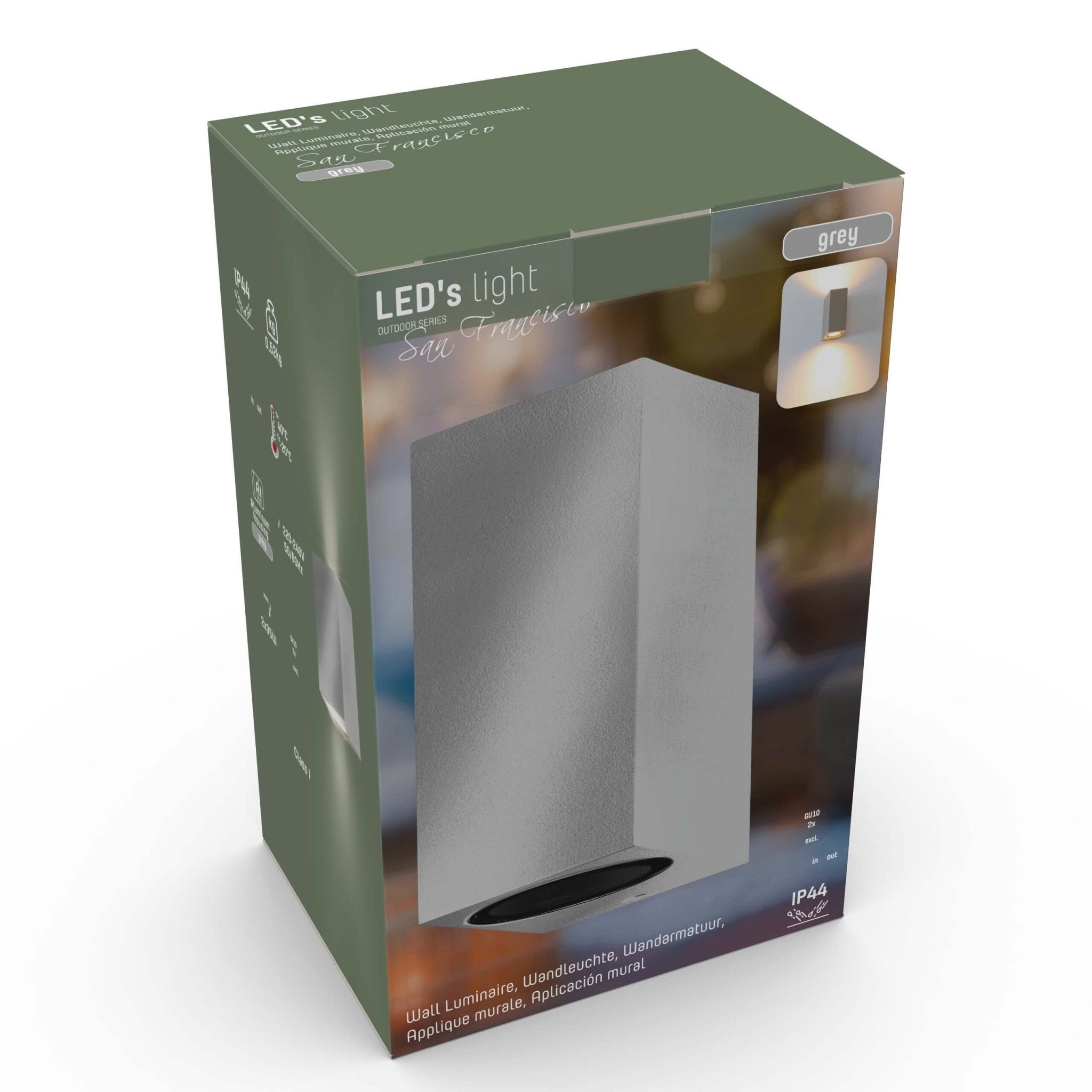 LED Wandlamp buiten met GU10 fitting - Milaan - Rechthoek - IP44 - Grijs - LED.nl