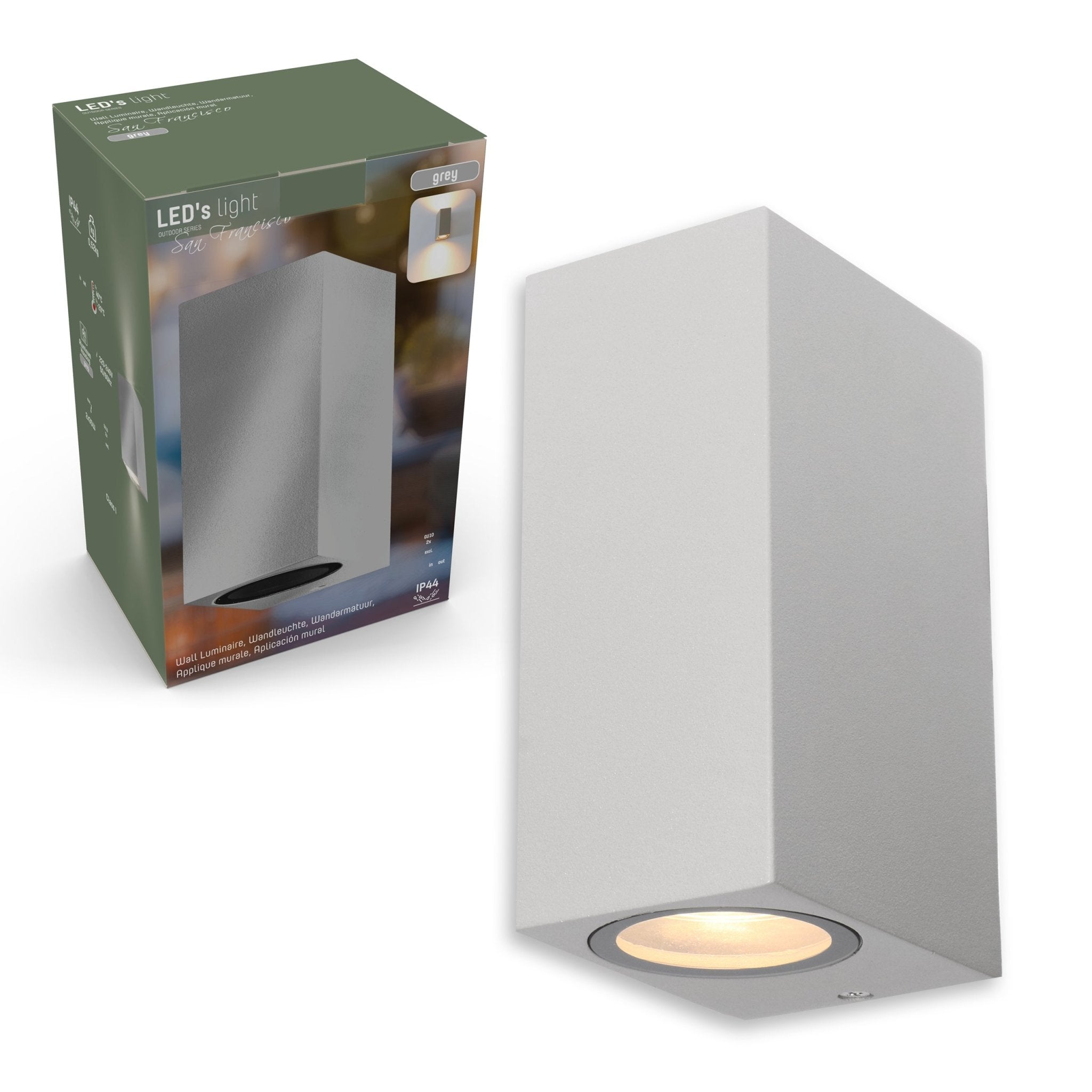 LED Wandlamp buiten met GU10 fitting - Milaan - Rechthoek - IP44 - Grijs - LED.nl