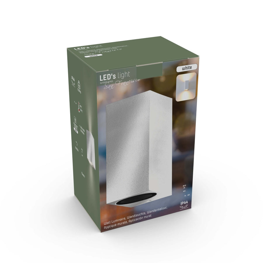 4 pack - LED's Light LED Buitenlamp met GU10 fitting - Rechthoek - IP44 - Wit - Model Milaan Wandlampen LED.nl