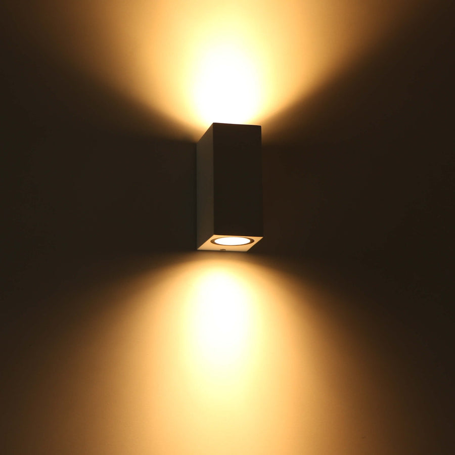 4 pack - LED's Light LED Buitenlamp met GU10 fitting - Rechthoek - IP44 - Wit - Model Milaan Wandlampen LED.nl