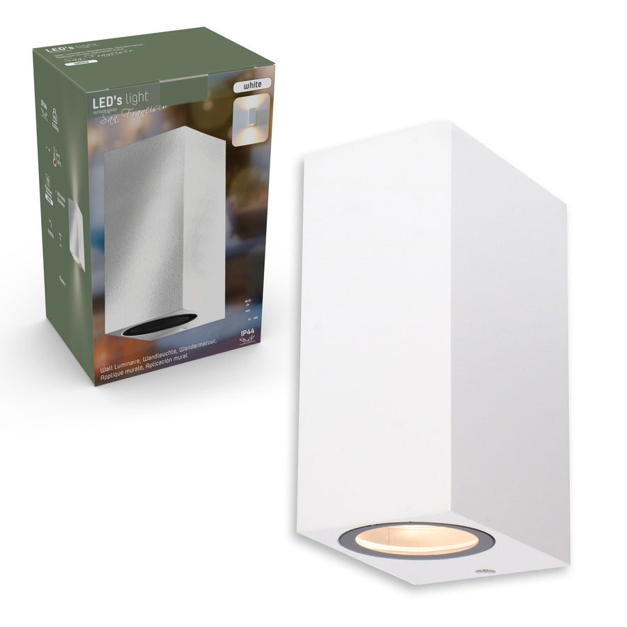 4 pack - LED's Light LED Buitenlamp met GU10 fitting - Rechthoek - IP44 - Wit - Model Milaan Wandlampen LED.nl