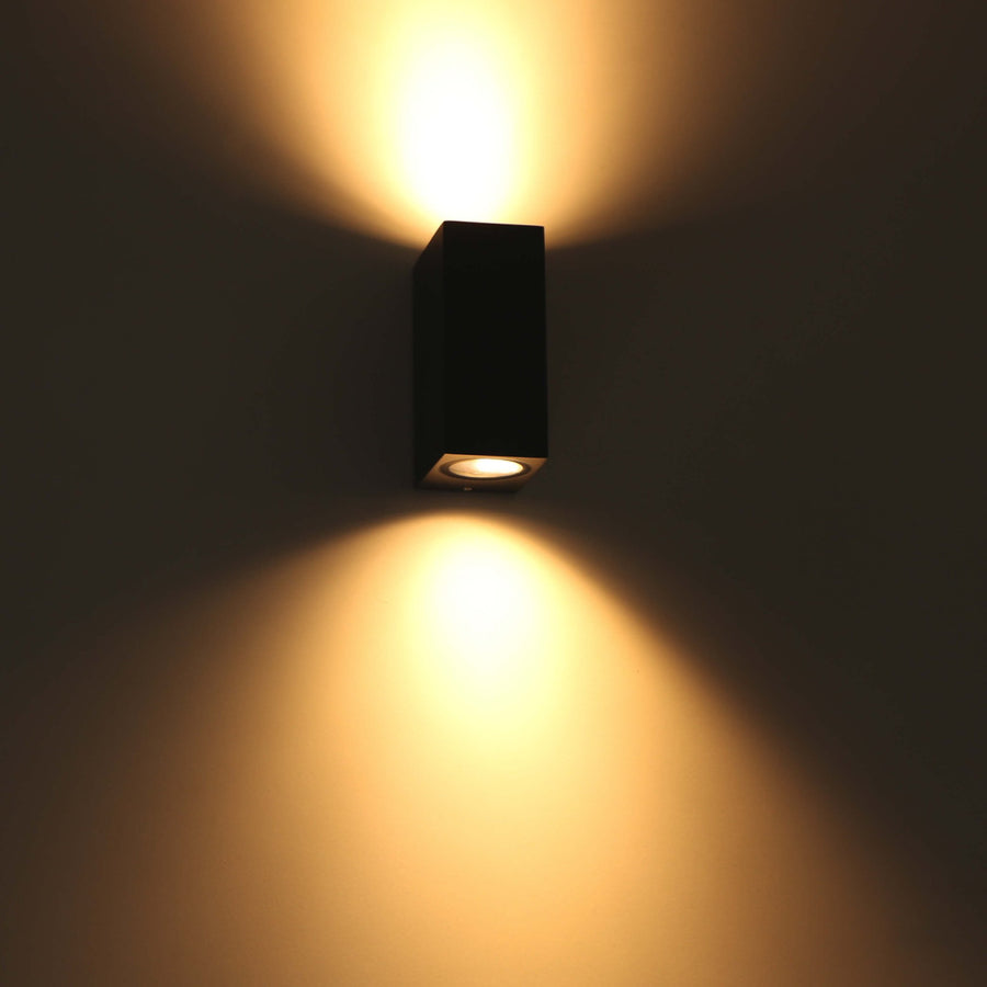 6 pack - LED's Light LED Buitenlamp met GU10 fitting - Rechthoek - IP44 - Zwart - Model Milaan Wandlampen LED.nl