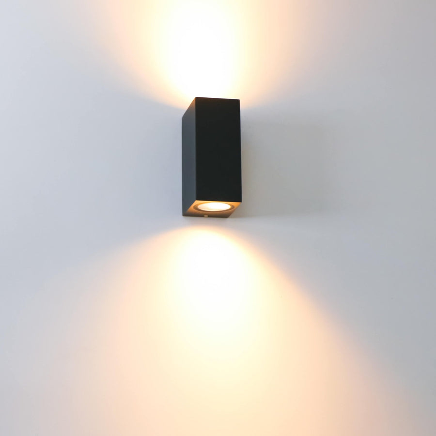 6 pack - LED's Light LED Buitenlamp met GU10 fitting - Rechthoek - IP44 - Zwart - Model Milaan Wandlampen LED.nl