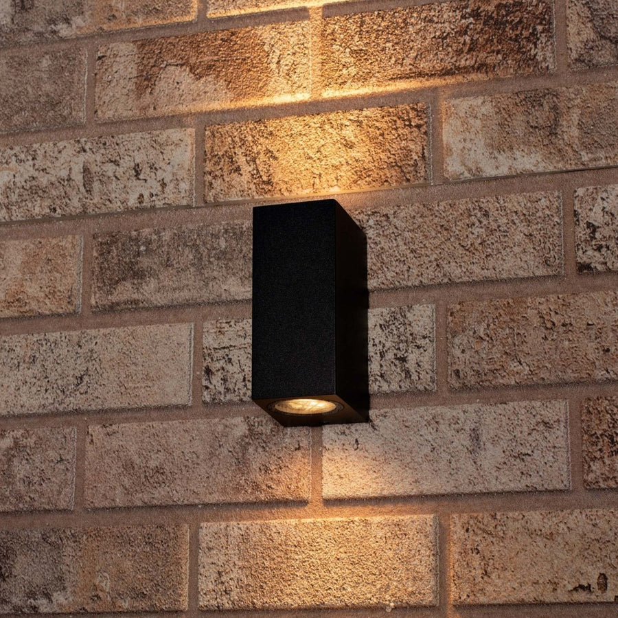 6 pack - LED's Light LED Buitenlamp met GU10 fitting - Rechthoek - IP44 - Zwart - Model Milaan Wandlampen LED.nl