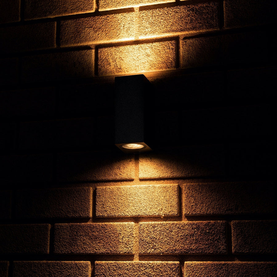 6 pack - LED's Light LED Buitenlamp met GU10 fitting - Rechthoek - IP44 - Zwart - Model Milaan Wandlampen LED.nl