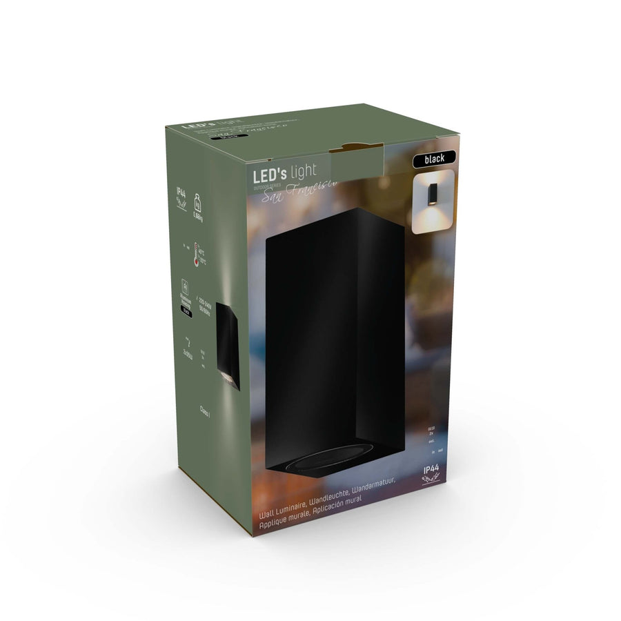 6 pack - LED's Light LED Buitenlamp met GU10 fitting - Rechthoek - IP44 - Zwart - Model Milaan Wandlampen LED.nl