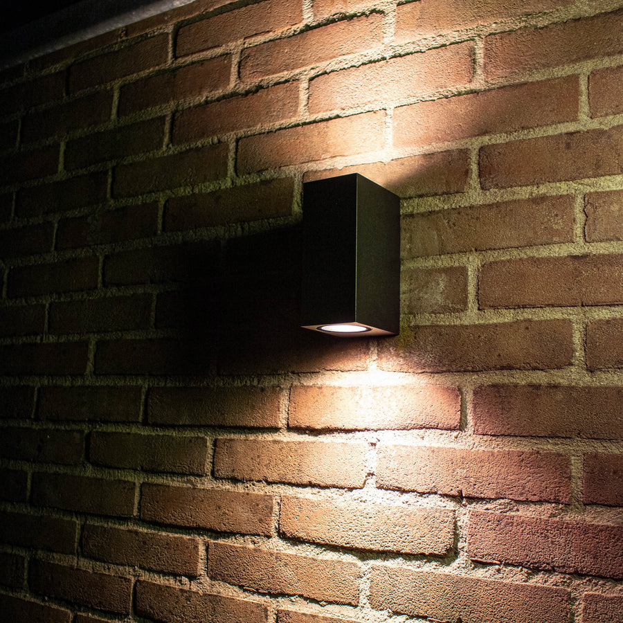 6 pack - LED's Light LED Buitenlamp met GU10 fitting - Rechthoek - IP44 - Zwart - Model Milaan Wandlampen LED.nl