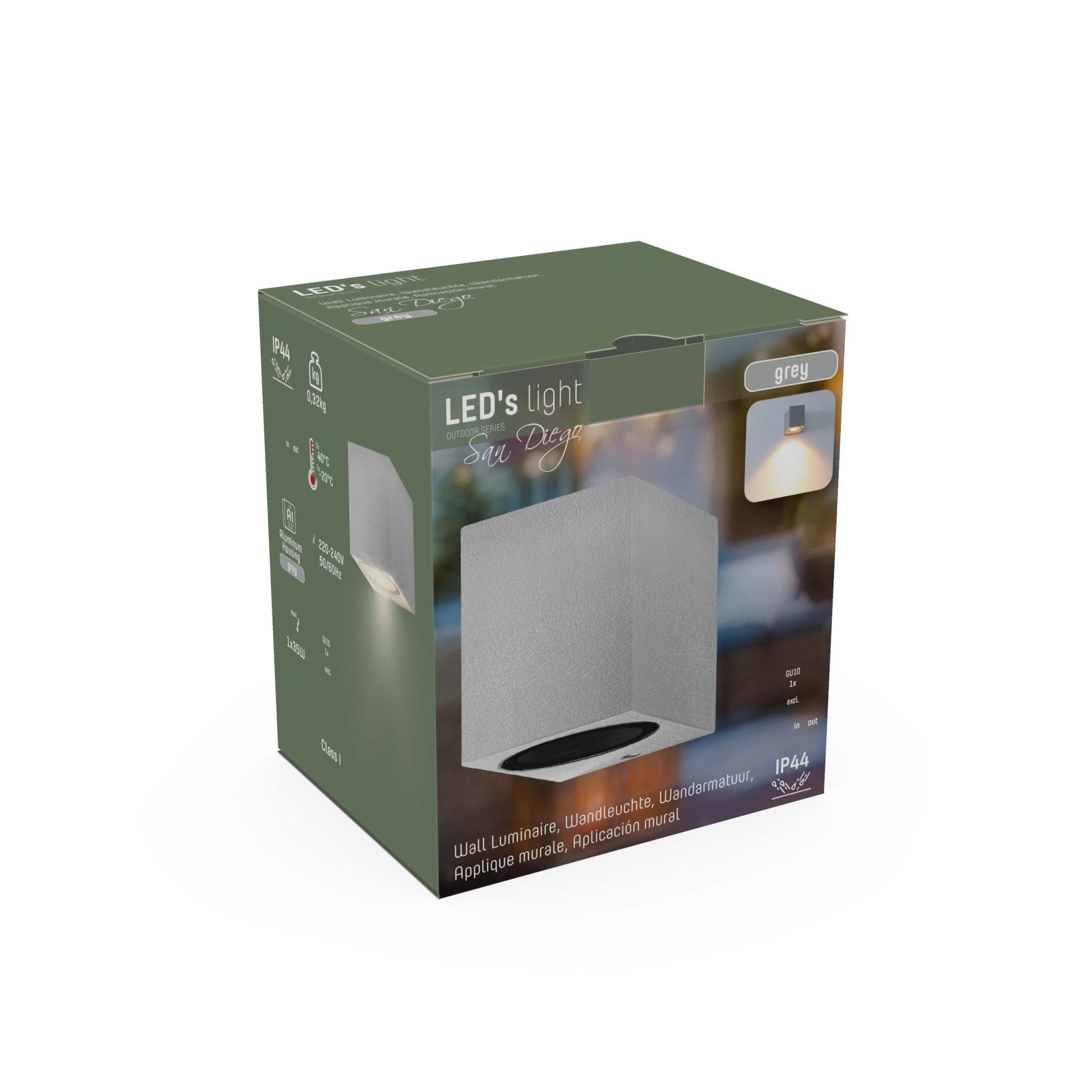 LED Wandlamp buiten met GU10 fitting - Rome - Vierkant - IP44 - Grijs - LED.nl
